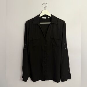 New York & Company Black Button Up Blouse